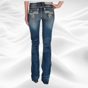 Rock Revival Betty Mid-Rise Boot Stretch Blue Jean‎ Size 28X33 8” rise EUC